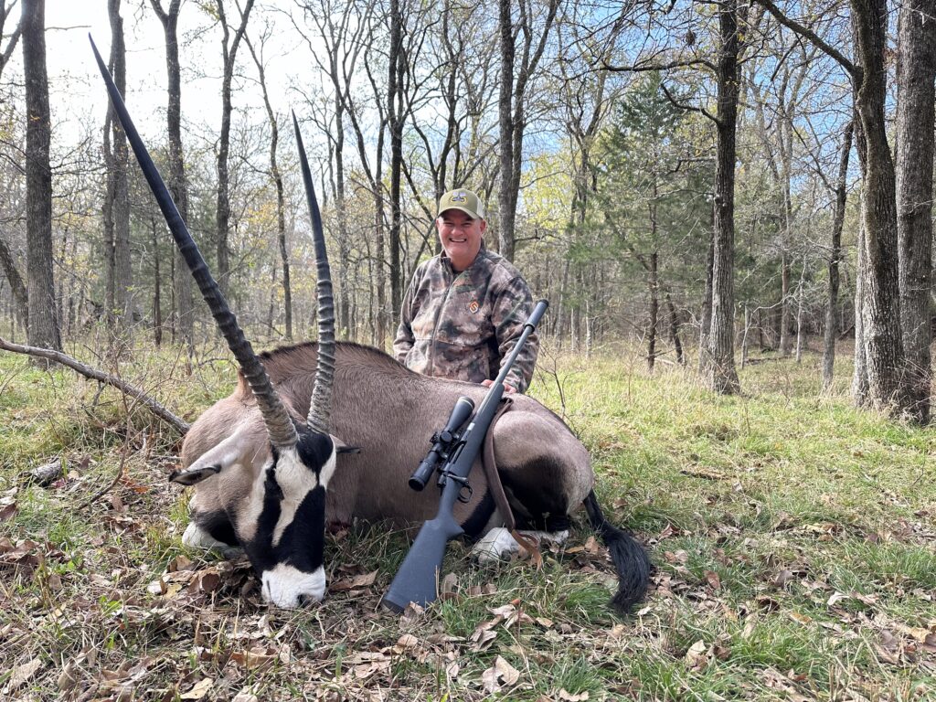 trophy gemsbok harvested at C5 Whitetails Lodge by Mark T at C5 Whitetails Lodge